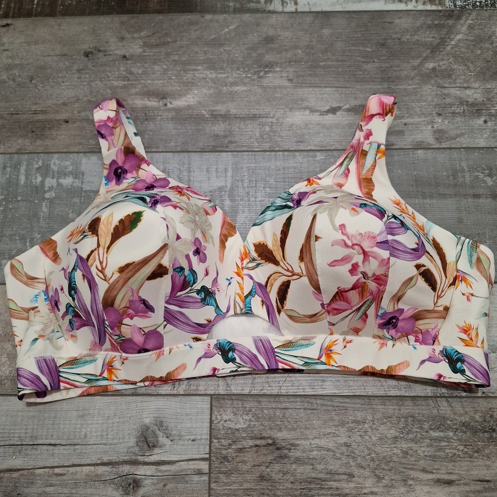 Cacique 46B Lightly Lined No Wire Bra Soft Comfort Bliss Beautiful Floral